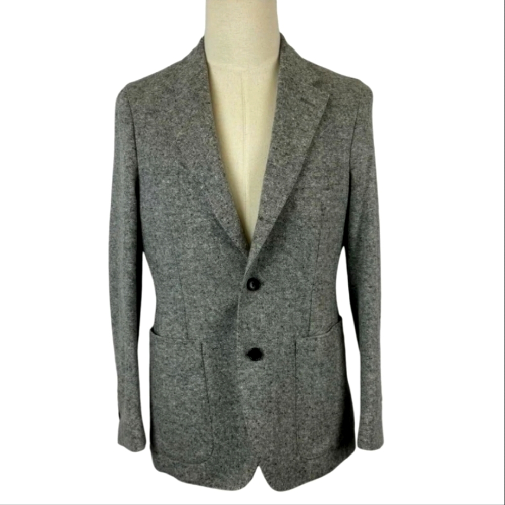 Gray Sport Coat with Textured Wool Fabric and Notched Lapel by Todd Snyde
